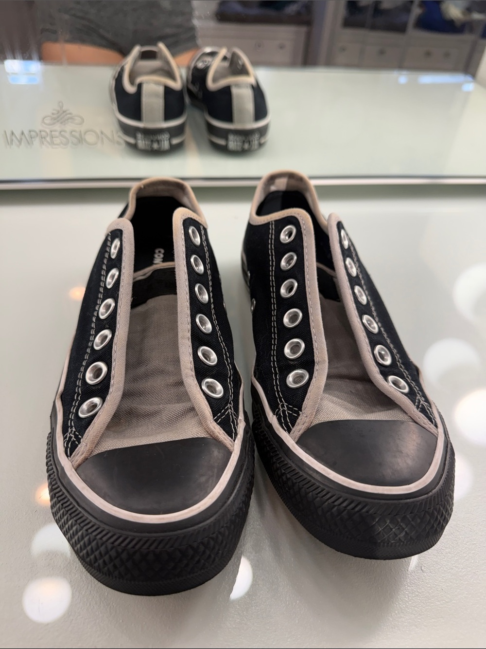 Converse Classic Slip-On Canvas Sneakers in Black and Gray
